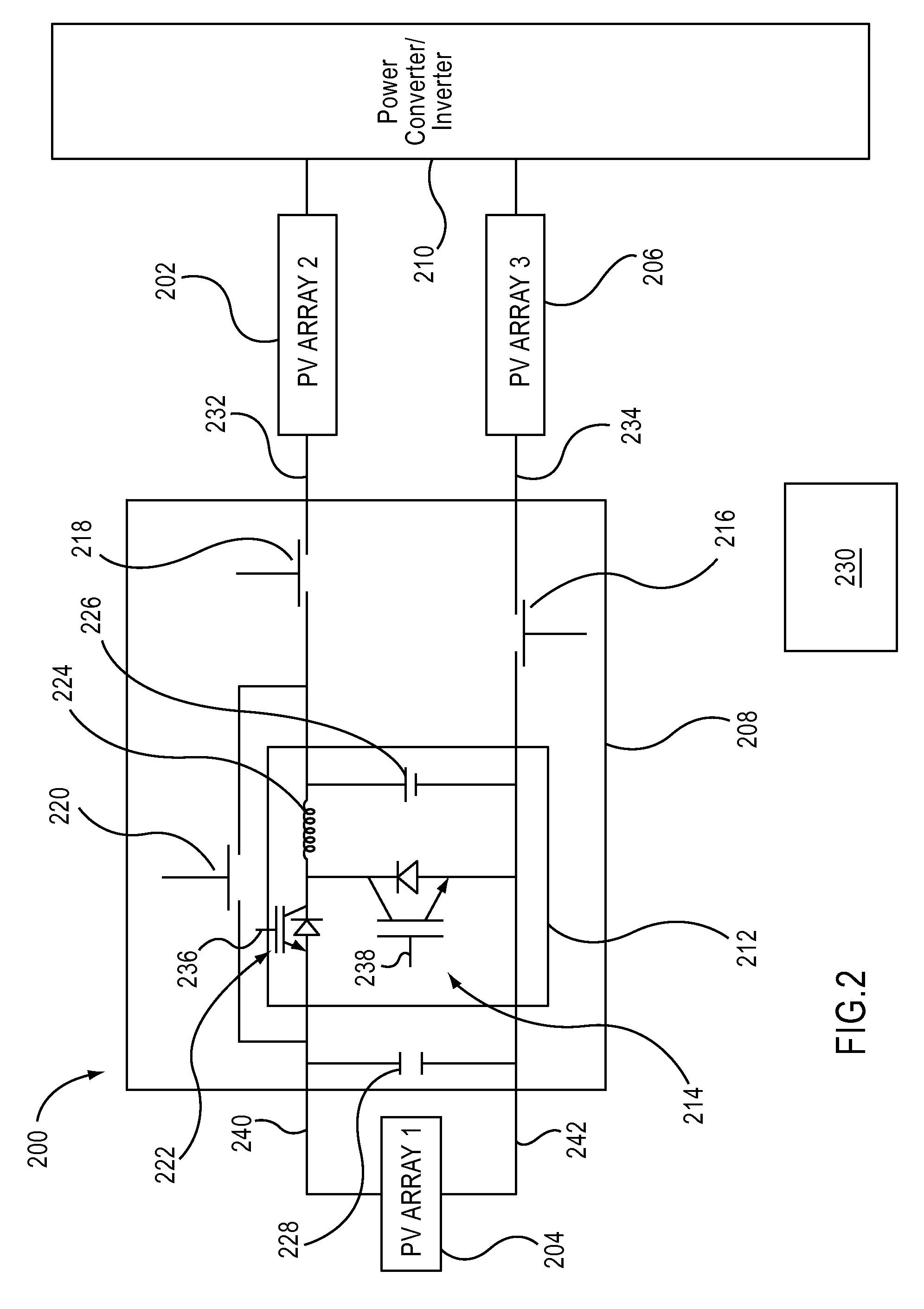 Device system and method for coupling multiple photovoltaic arrays