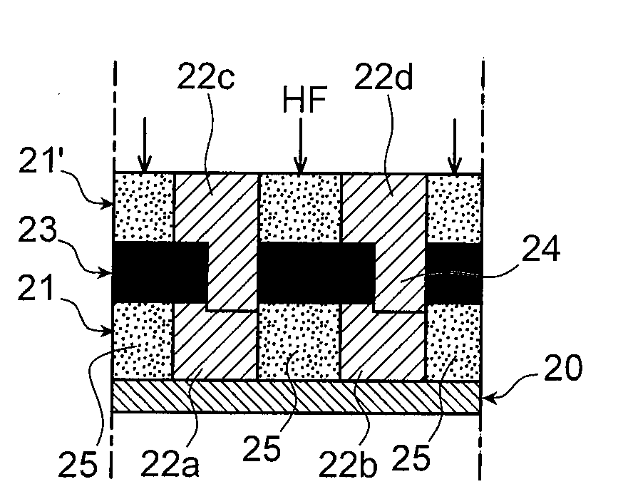 Process for producing air gaps in microstructures