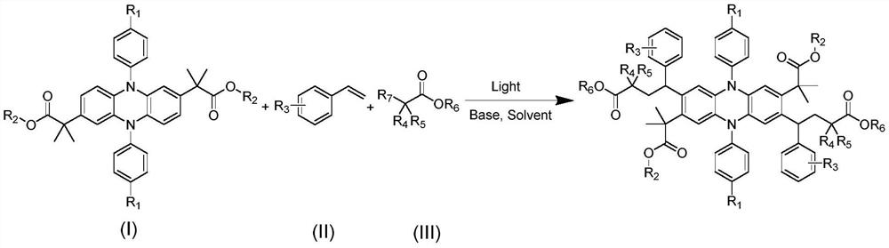 Method for modifying diaryl dihydrophenazine through light adjustment.