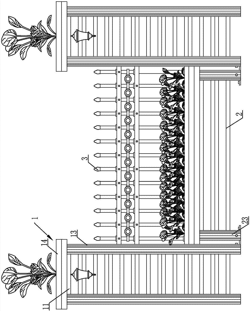 Flower box guardrail-type enclosing wall