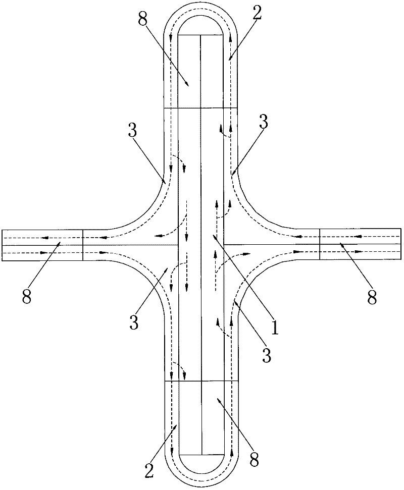 Curved no-ramp overpass