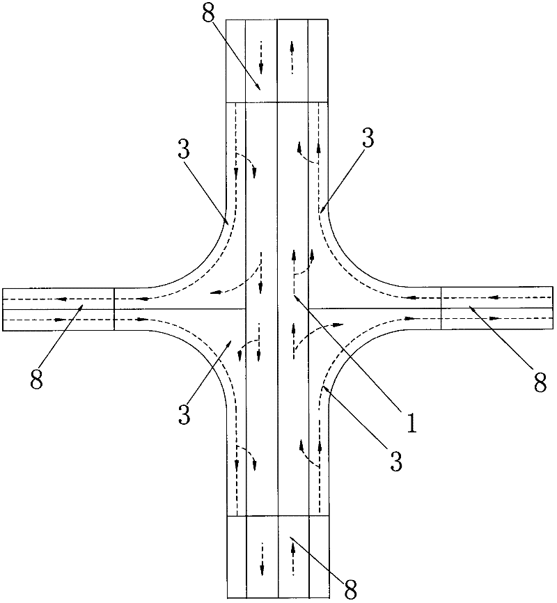 Curved no-ramp overpass