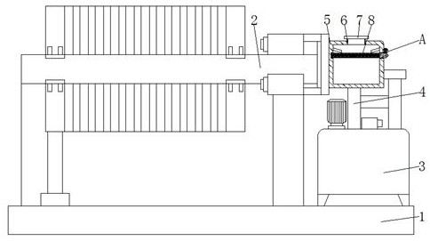 A filter mechanism for hydraulic oil injection of a filter press