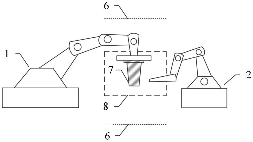 A non-interference laser shock peening method with two-robot linkage