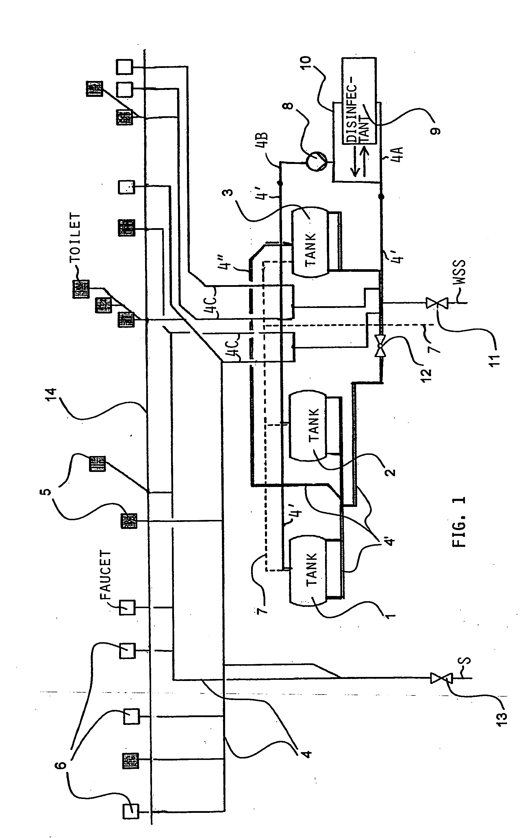 Water supply system for an aircraft