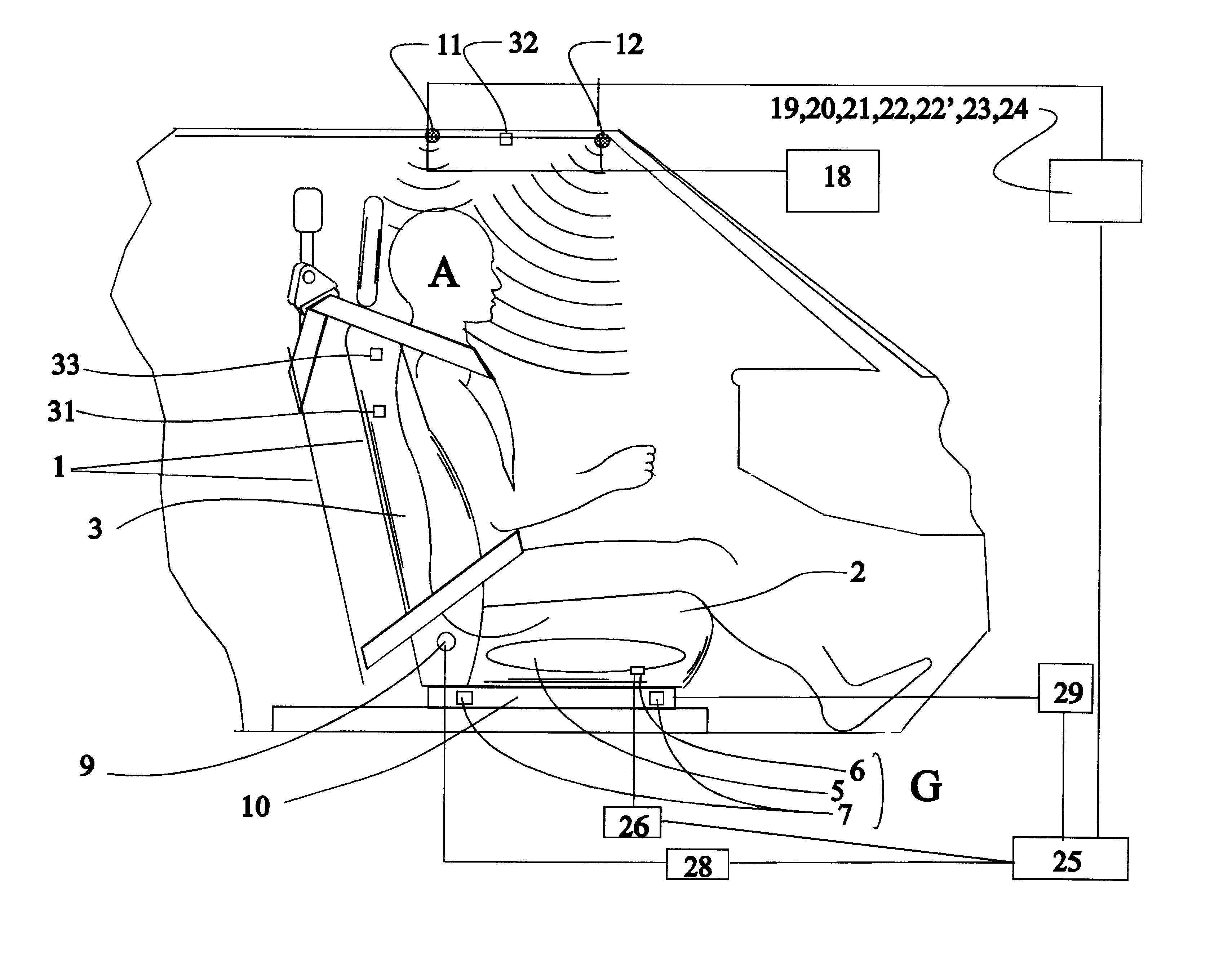 Arrangements for detecting the presence or location of an object in a vehicle and for controlling deployment of a safety restraint