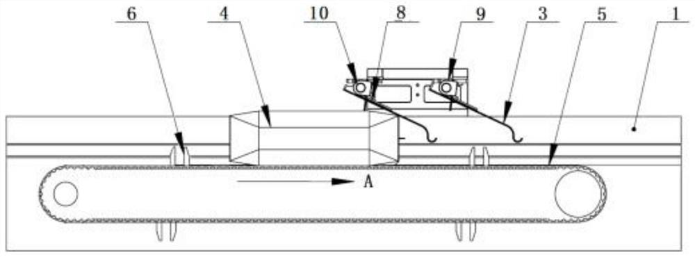 Sealed packaging container conveyor elastic positioning device