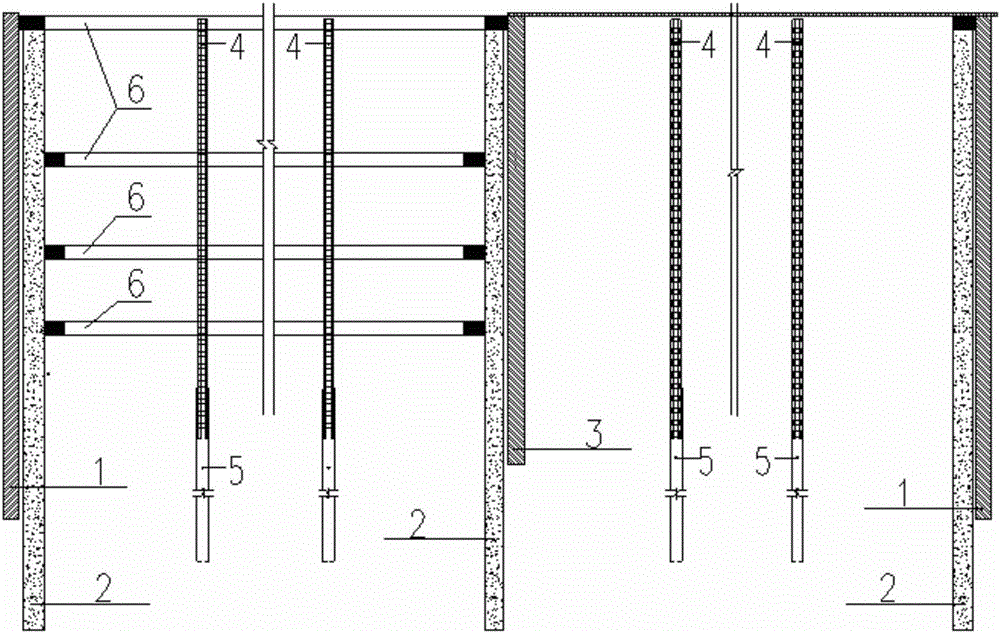 Partition support system for large-area deep foundation pit under forward and backward working condition, and construction method thereof