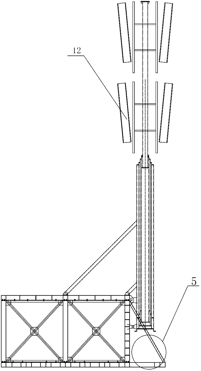 A hydraulic lifting tower