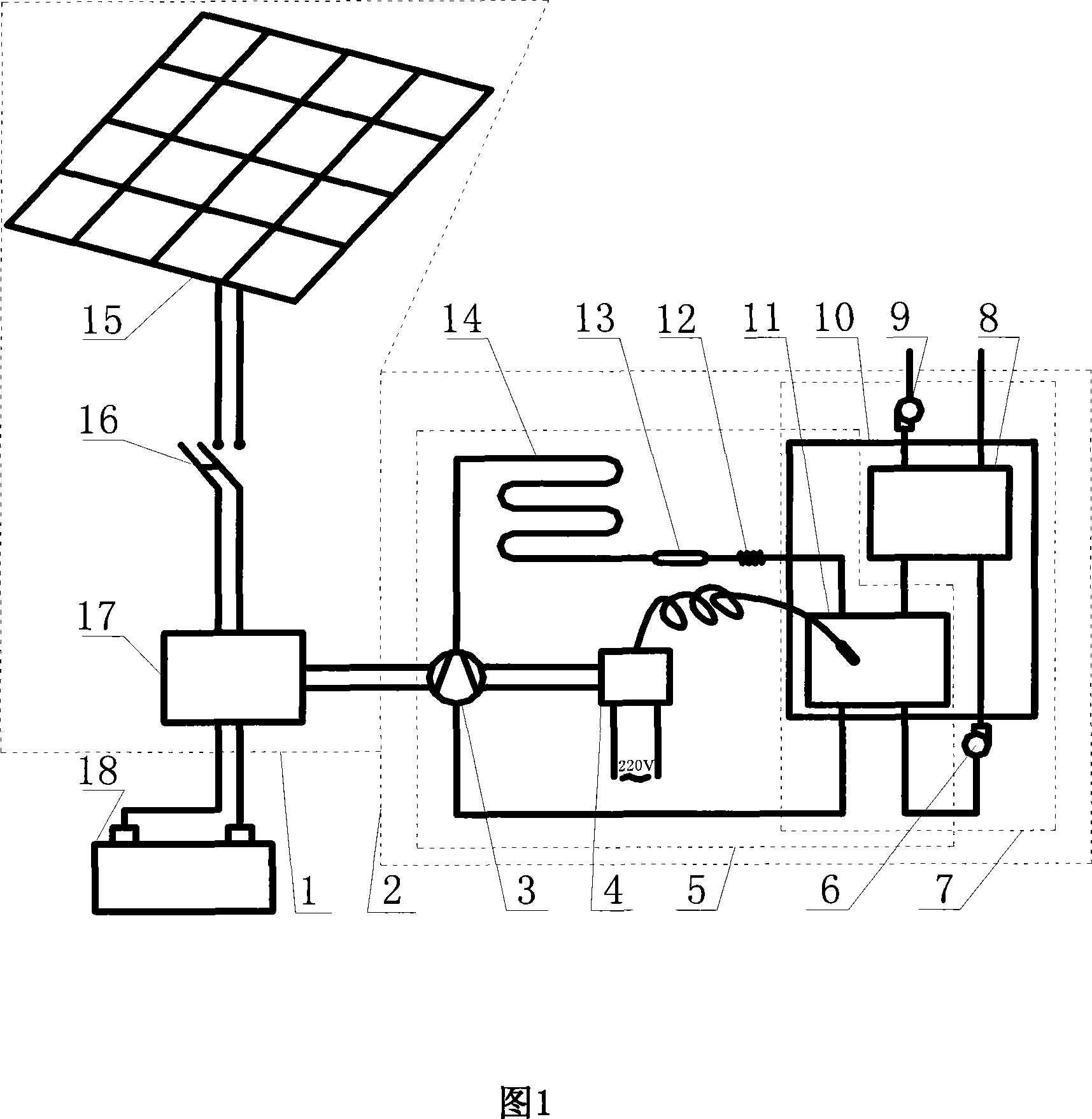 Solar energy photovoltaic direct current air water fetching device