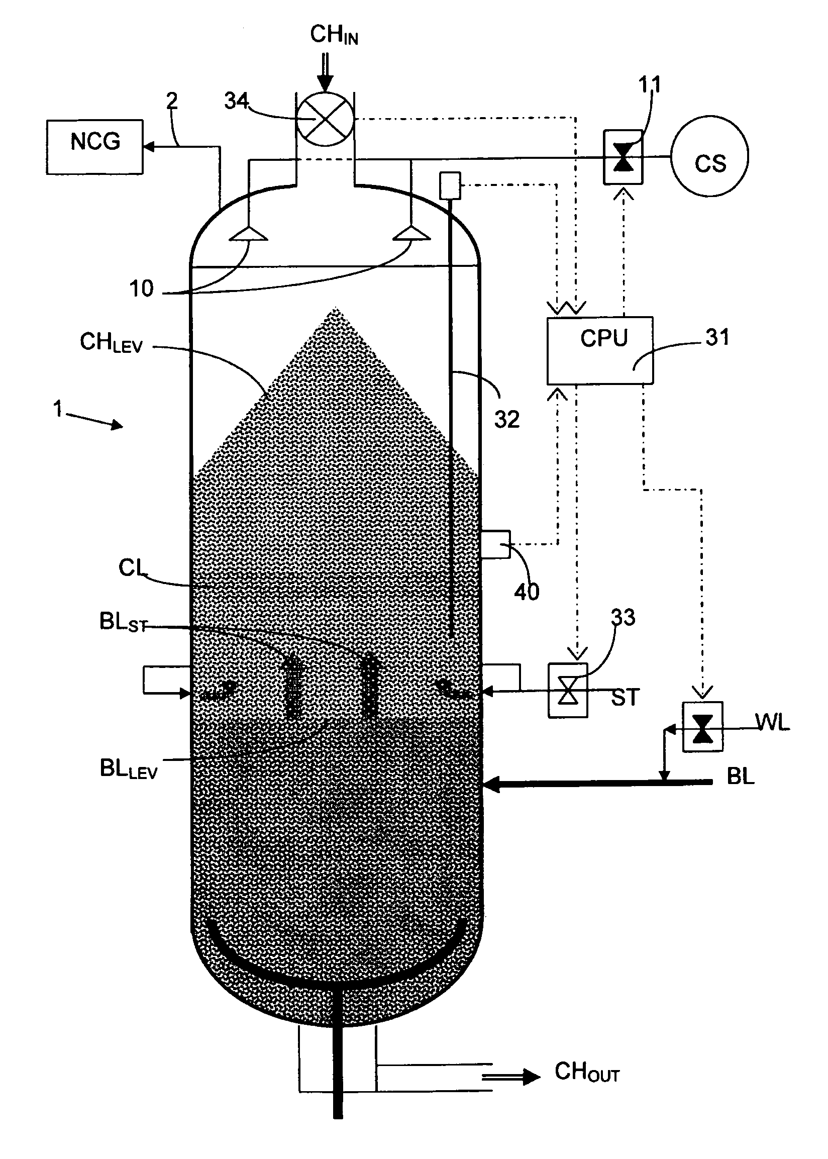 Method for the continuous steam pre-treatment of chips during the production of cellulose pulp