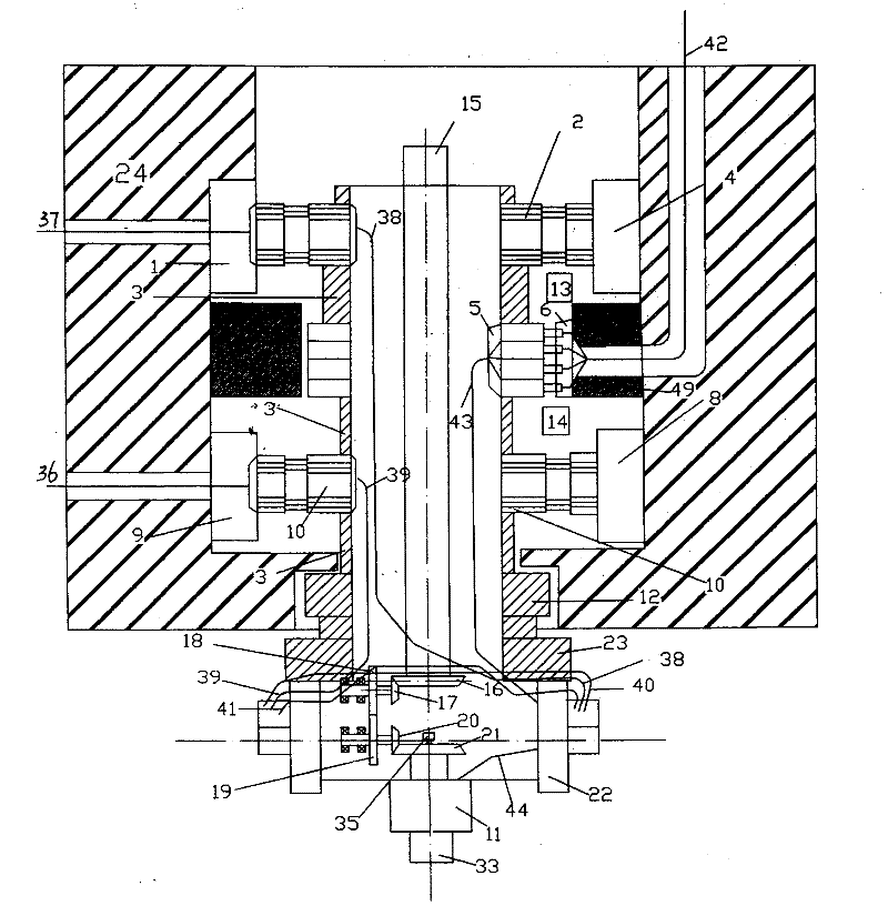 Rotating component for transmitting electricity, gas, liquid and rotating power during rotating