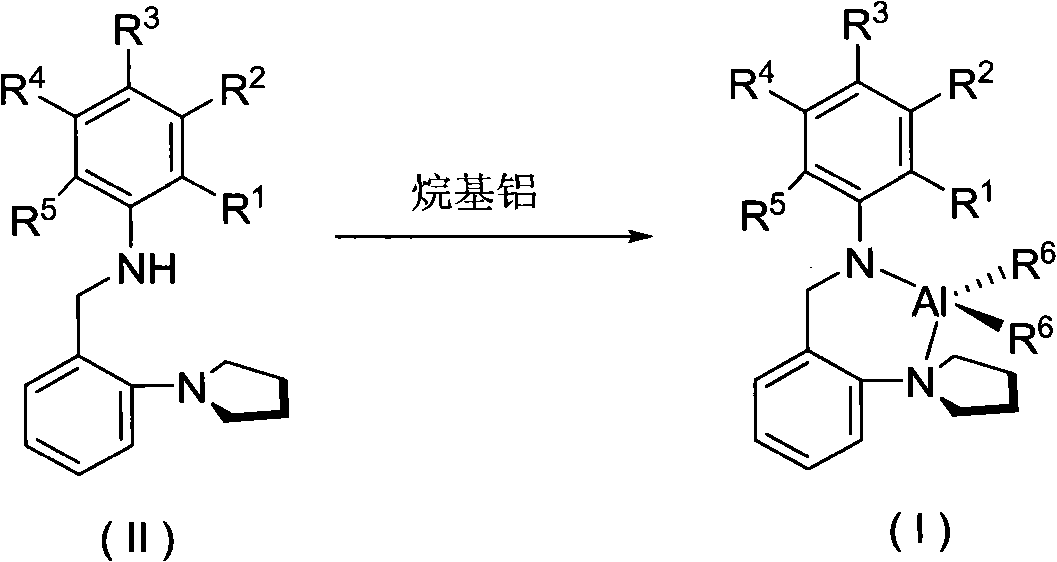 Pyrrolidyl amino bidentate ligand aluminum complex and preparation method and application thereof