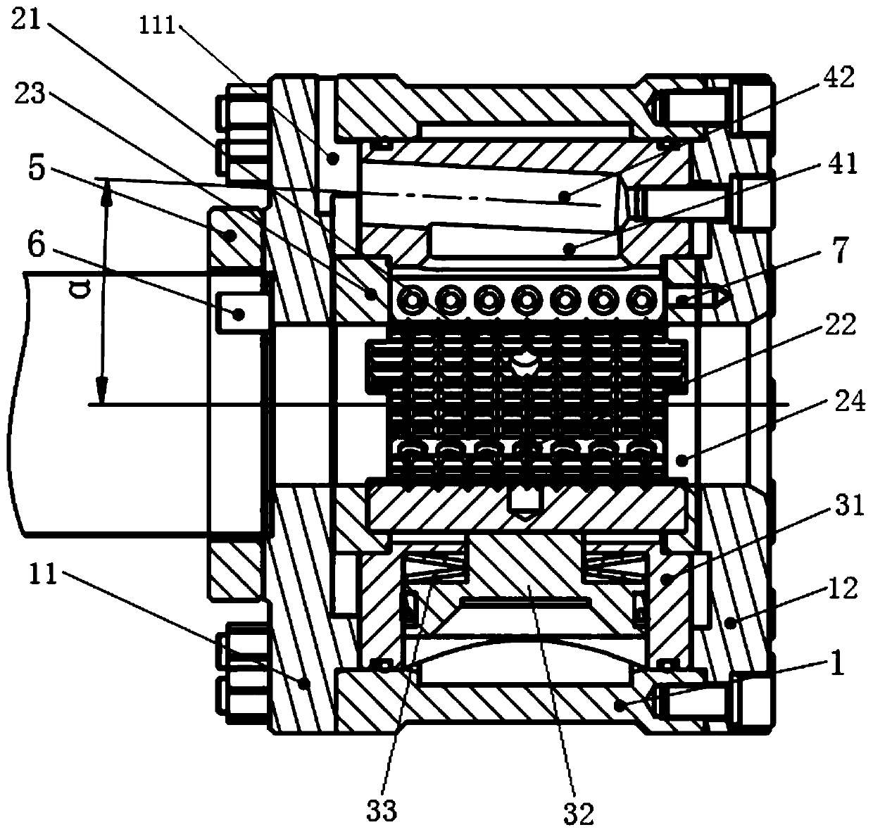 A centrifugal slag discharge type radial piston chuck, power head and drilling rig