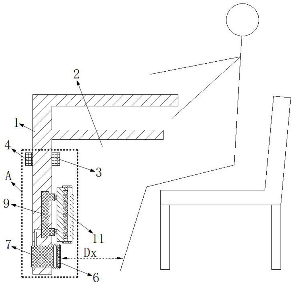 Distance auxiliary heating type desk based on smart classroom and driving control system of distance auxiliary heating type desk