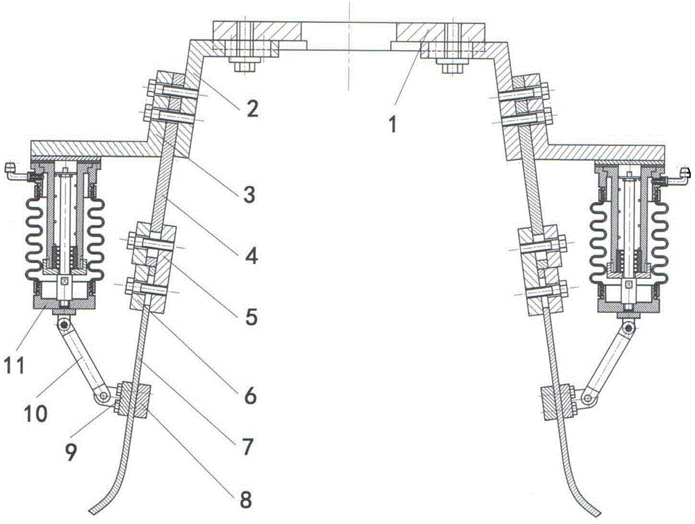 Elastic corrugated pipe single-acting cylinder-driven serial plate spring framework manipulator