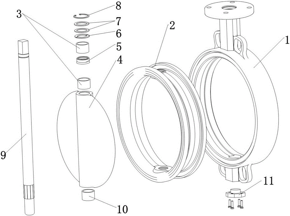 Integrated decagonal-shaft pin-free butterfly valve