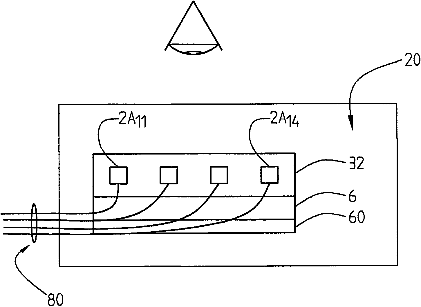 An arrangement for optical representation and wireless communication