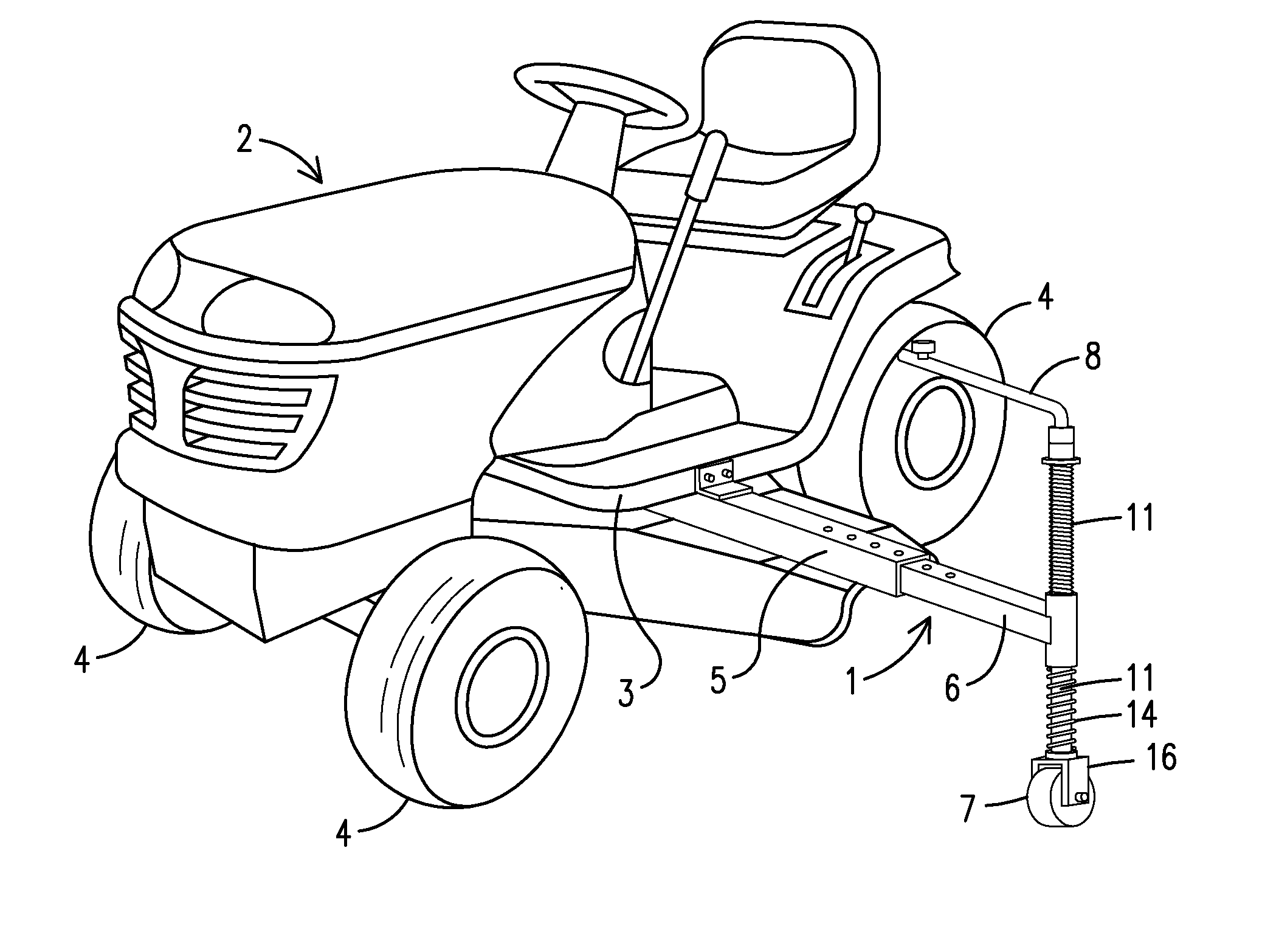 Riding lawnmower outrigger