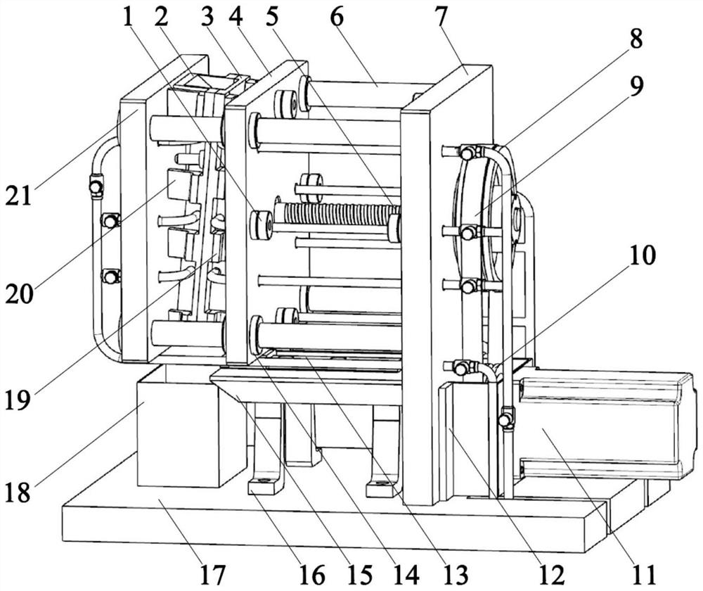 Opposite-opening totally-closed melt confined flow induced nucleation semi-solid slurry preparation device