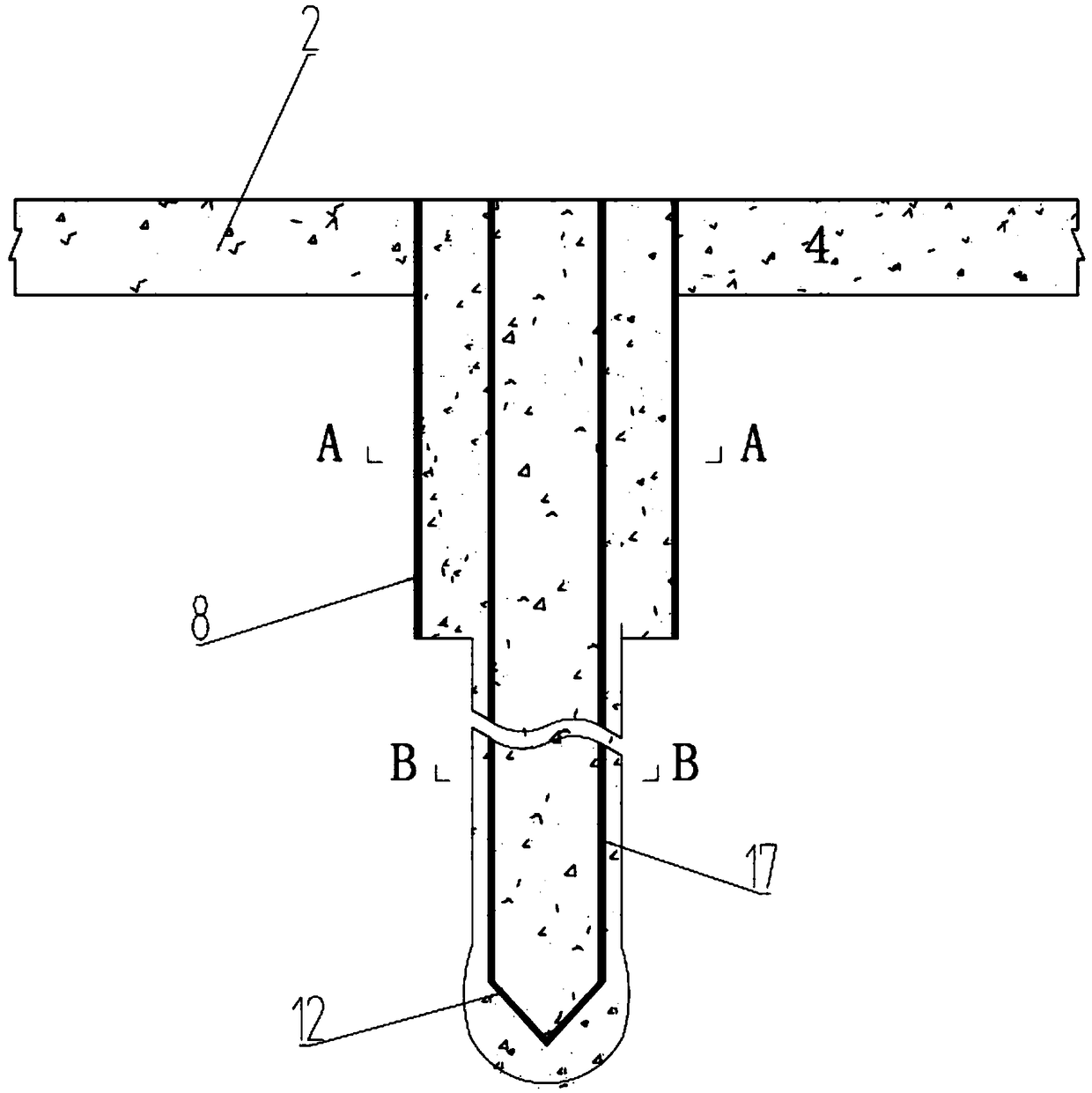 Efficient construction structure and method for micro steel pipe pile