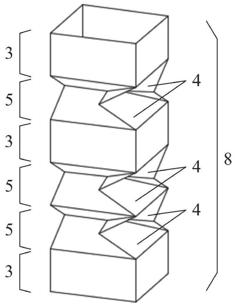 Working method of collision energy absorption box with rotary folding concave corners