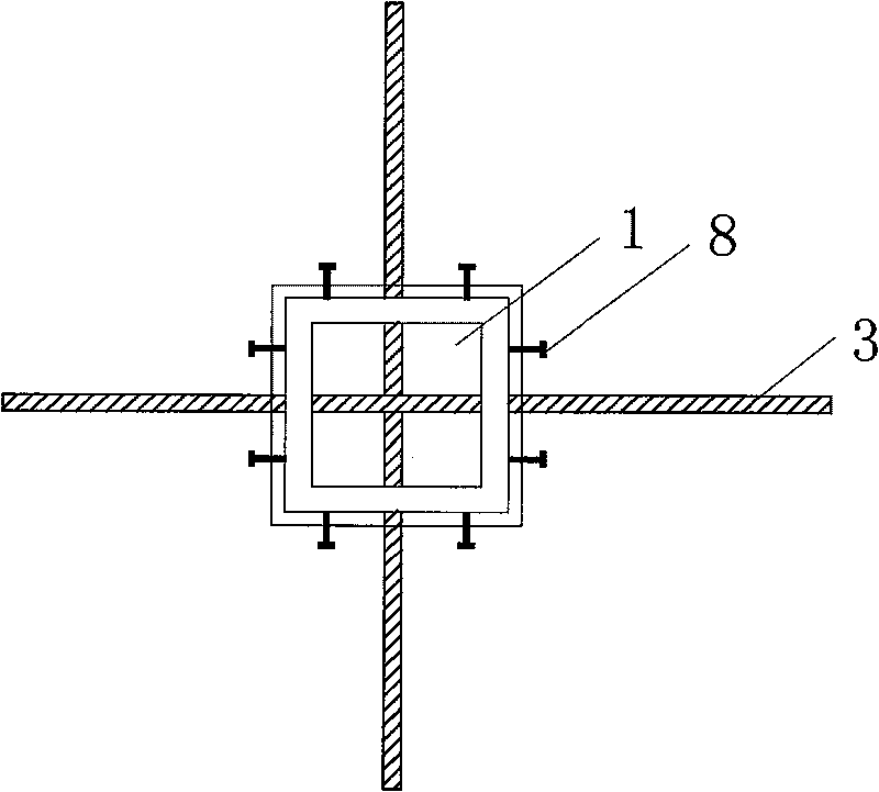 Embedded steel column leg with steel pin