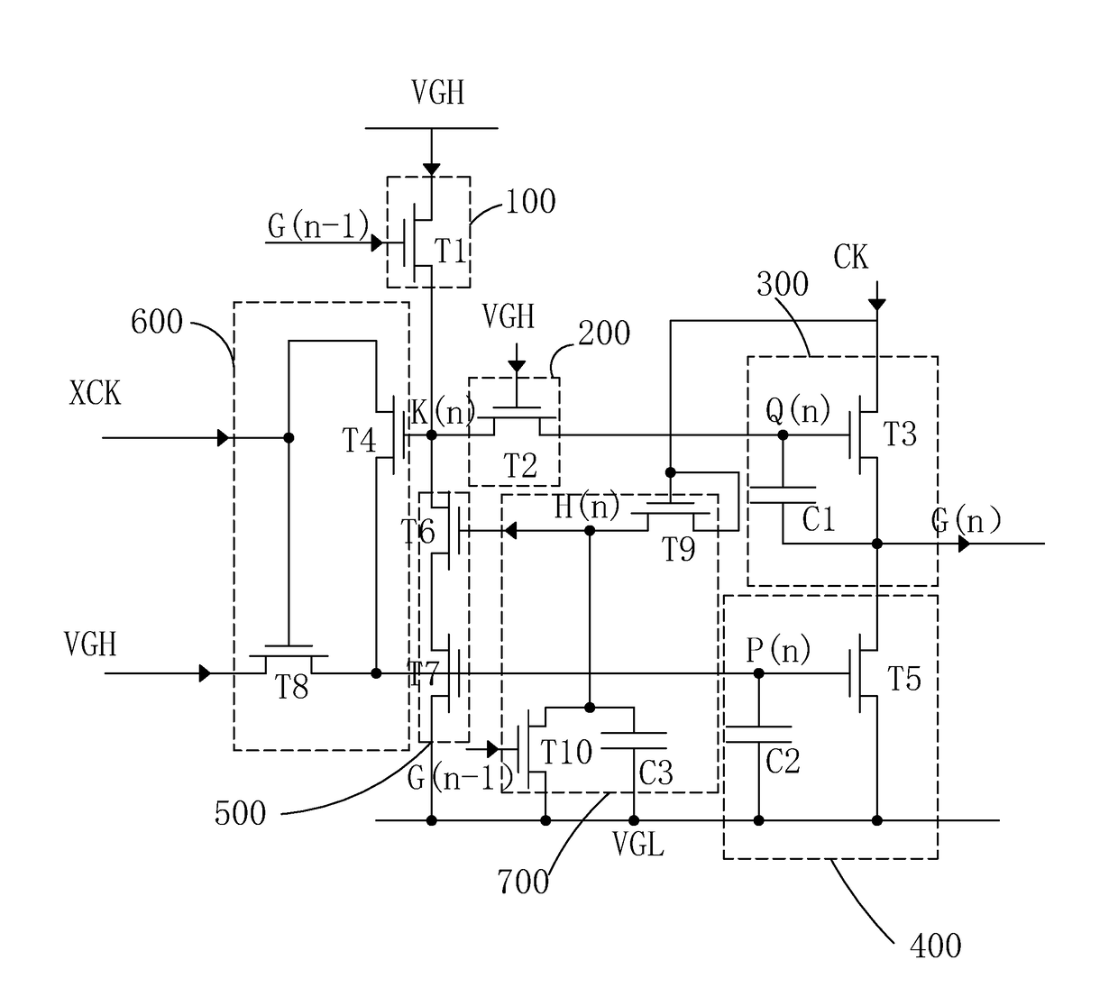 Goa circuit for narrow border LCD panel