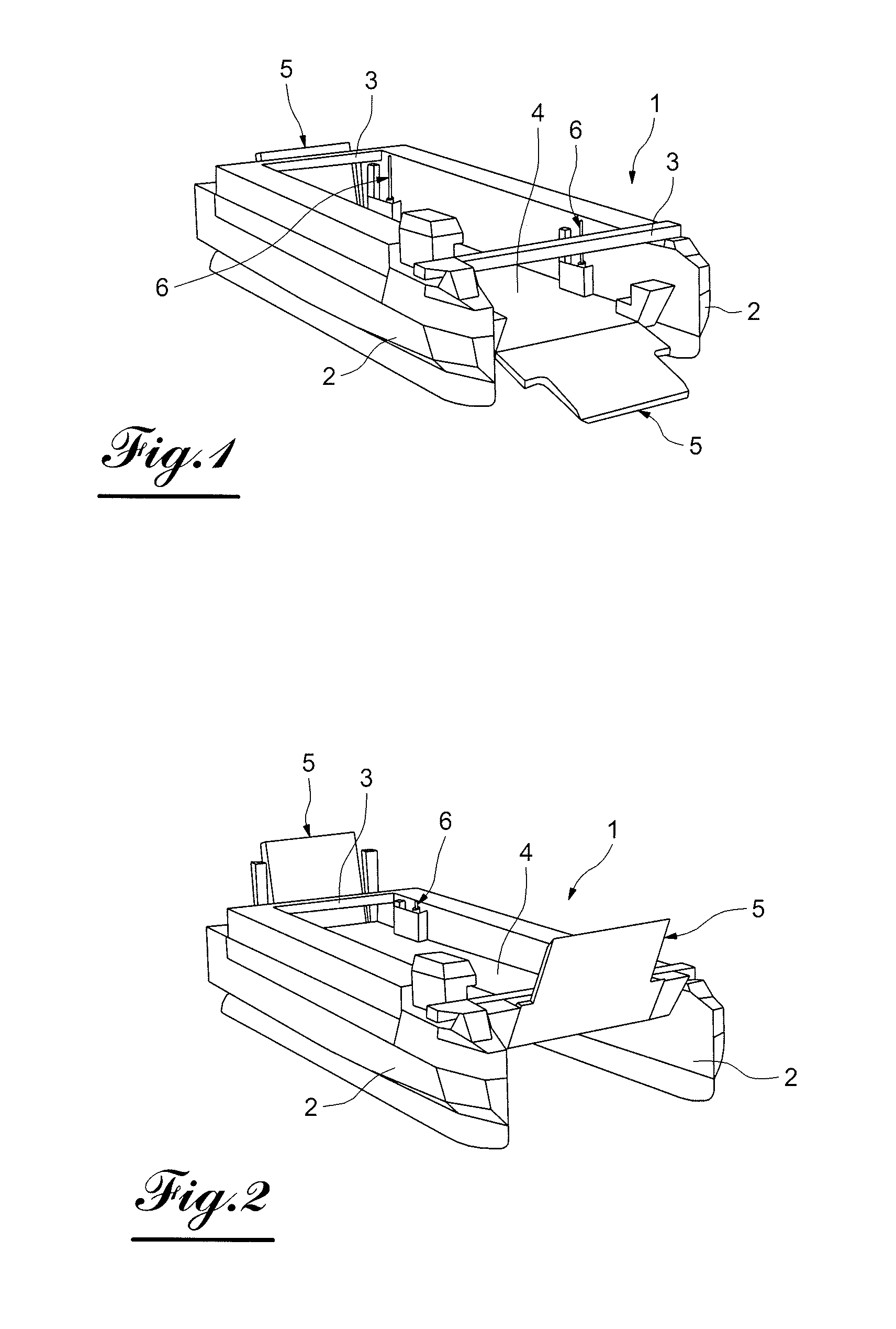 Catamaran vessel with hybrid propulsion for embarking and disembarking loads