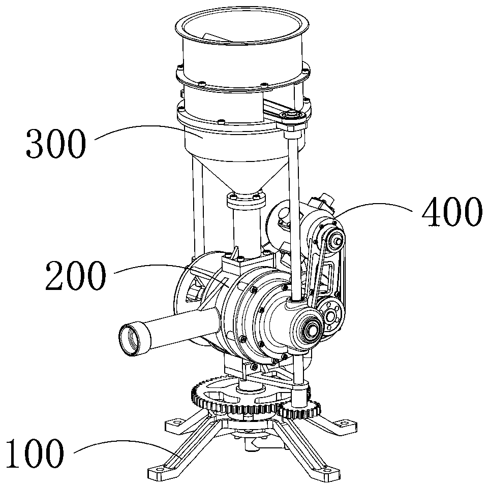 Rotary-bin type remote pneumatic feed-dispersing equipment