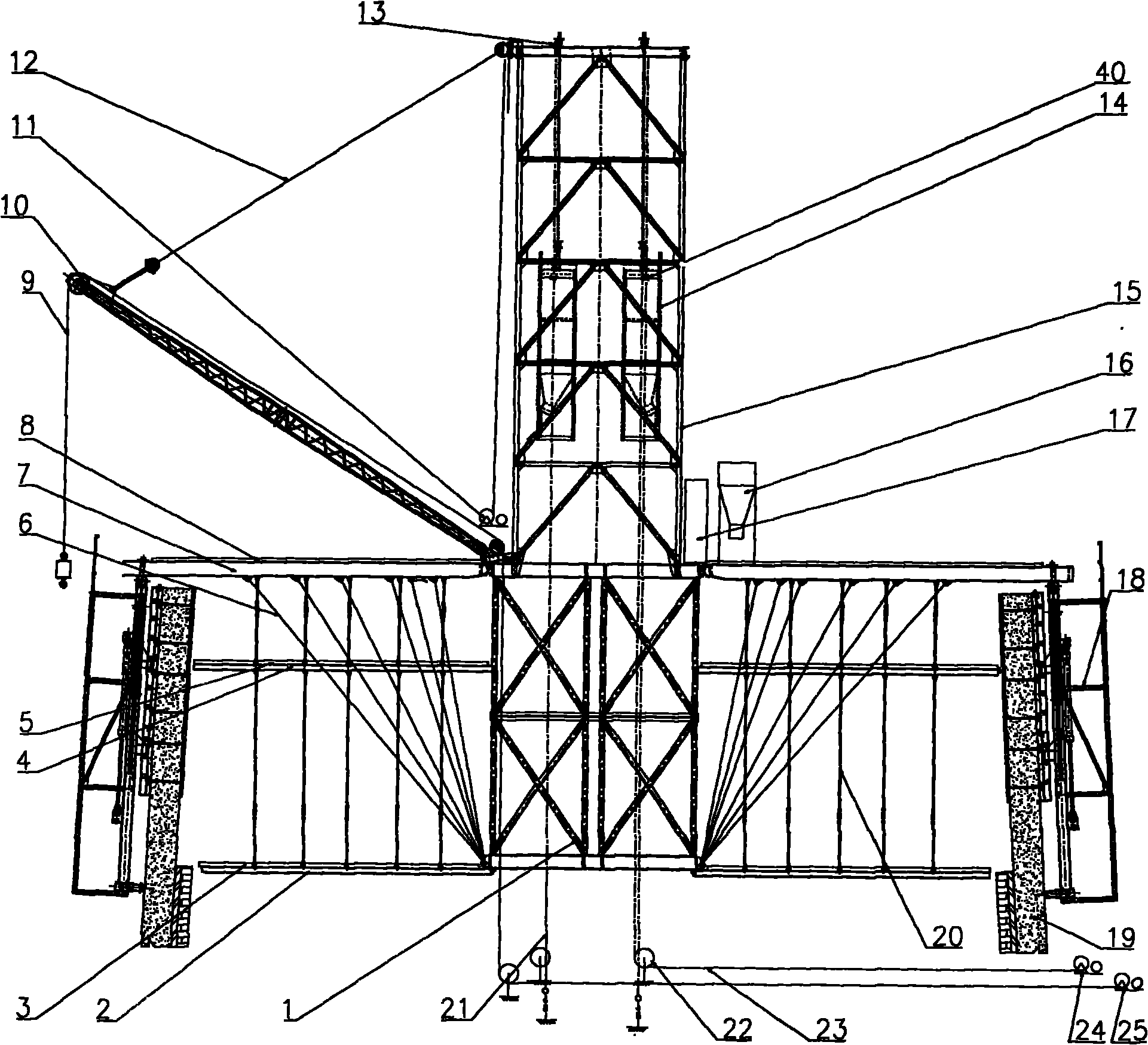 Chimney hydraulic mould lifting device