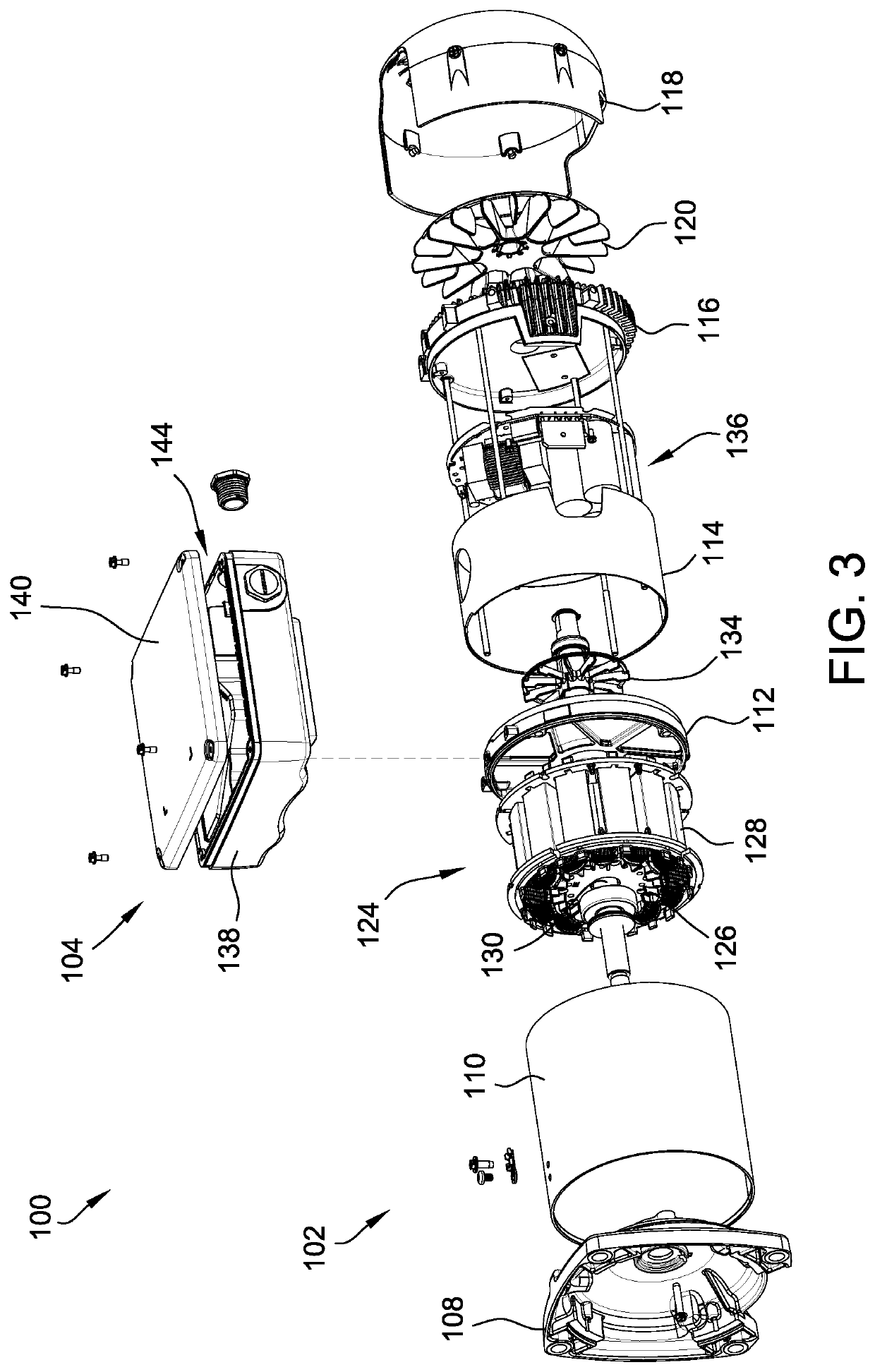 Electric machine assembly having a wire guiding structure