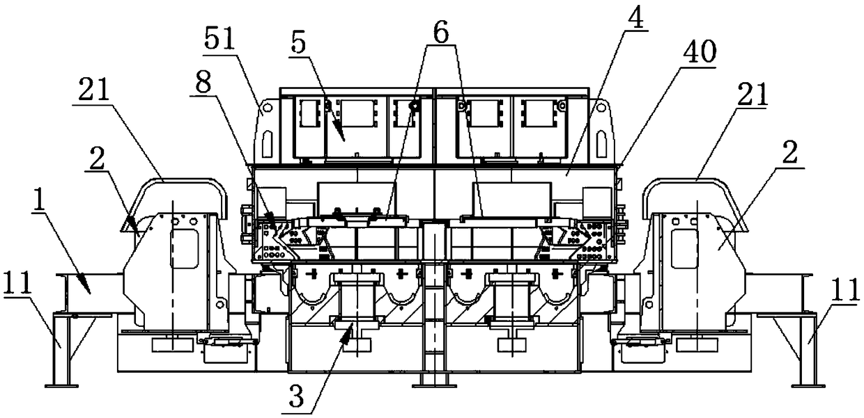 A four-rotor vertical shaft impact crusher