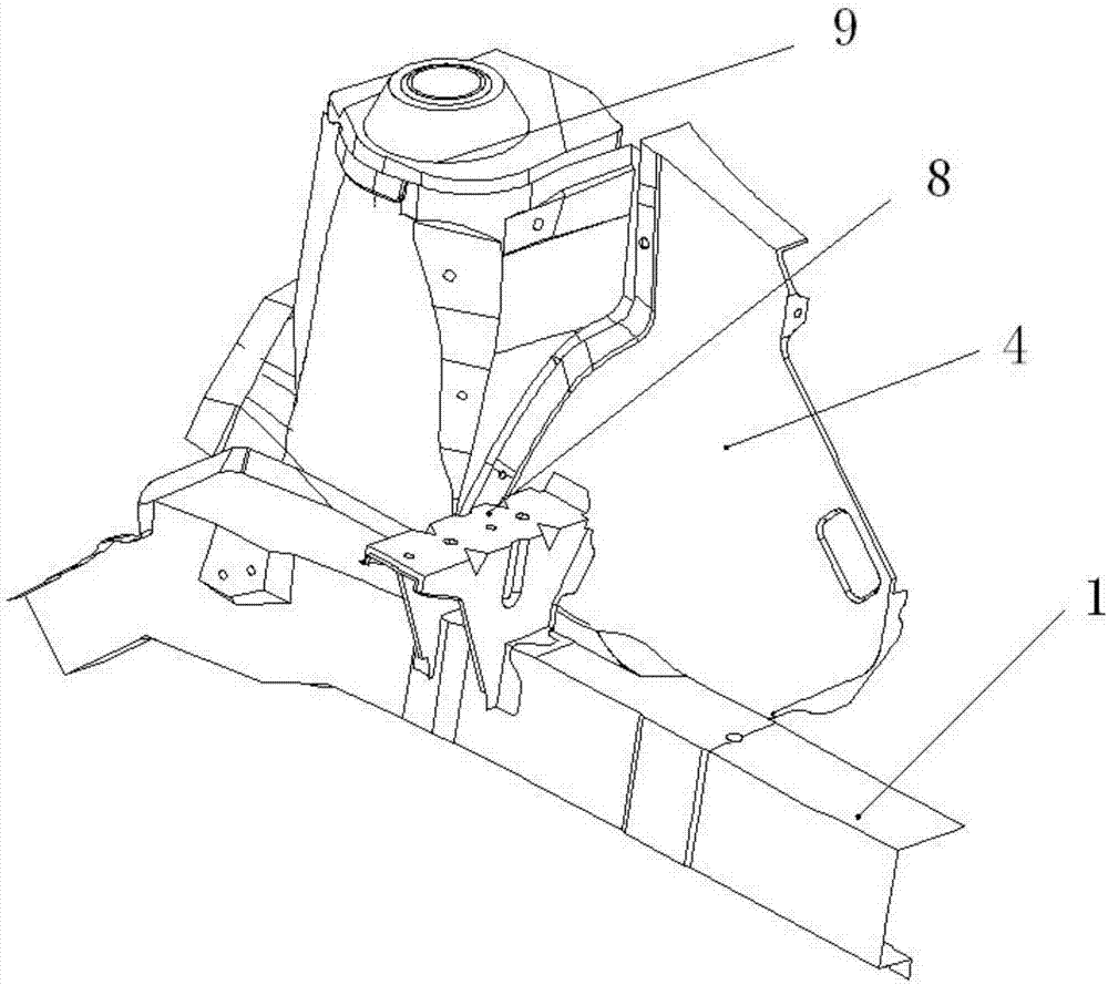 A body side structure for increasing the y-direction dynamic stiffness of the engine mount