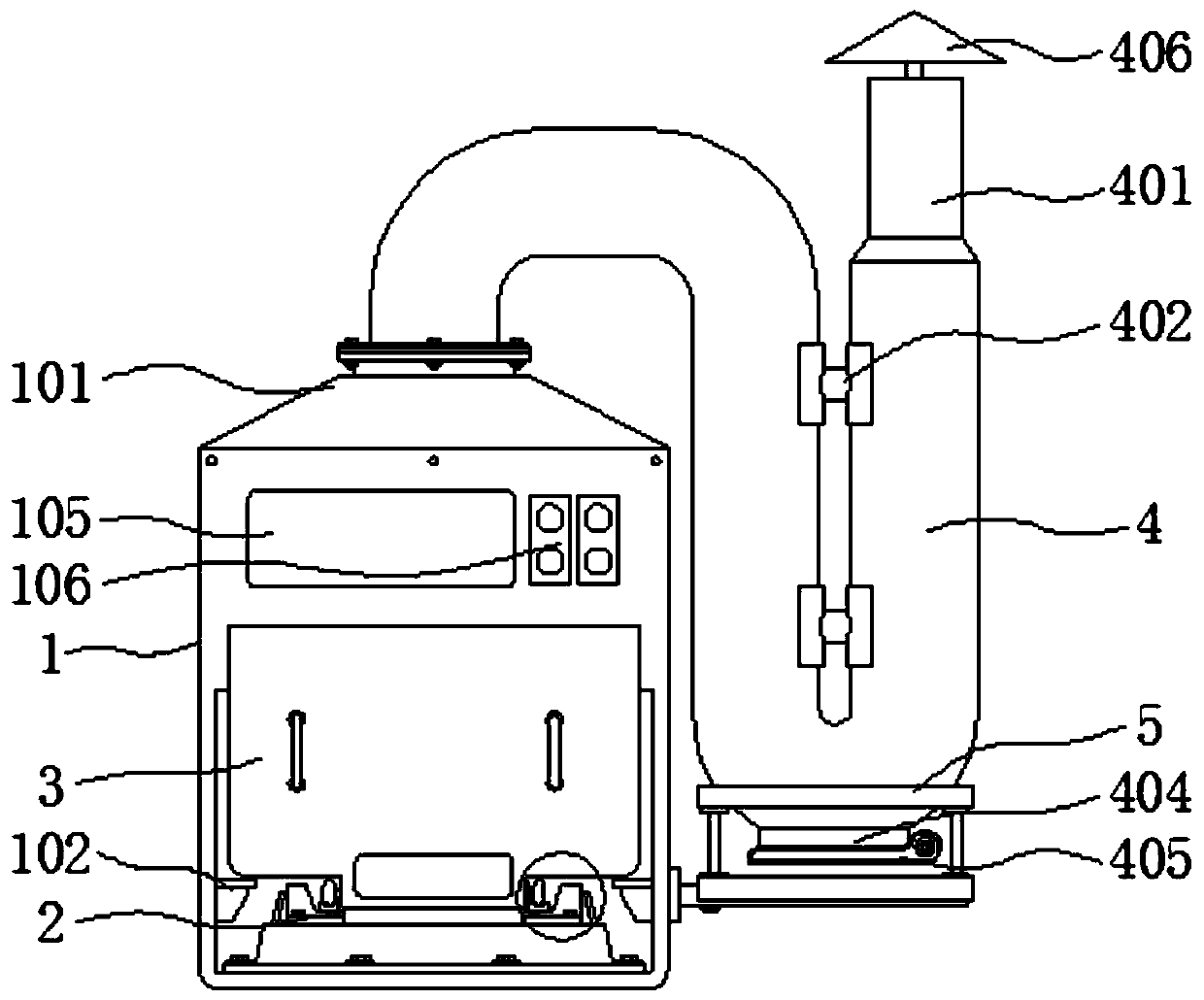 Environment-friendly garbage incineration treatment device with waste gas treatment function