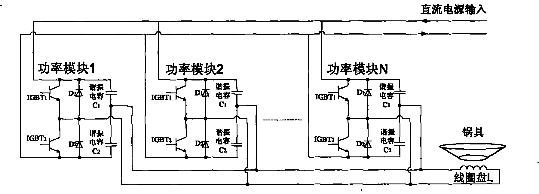 Electric control device for modularization high-power electromagnetic range and control method