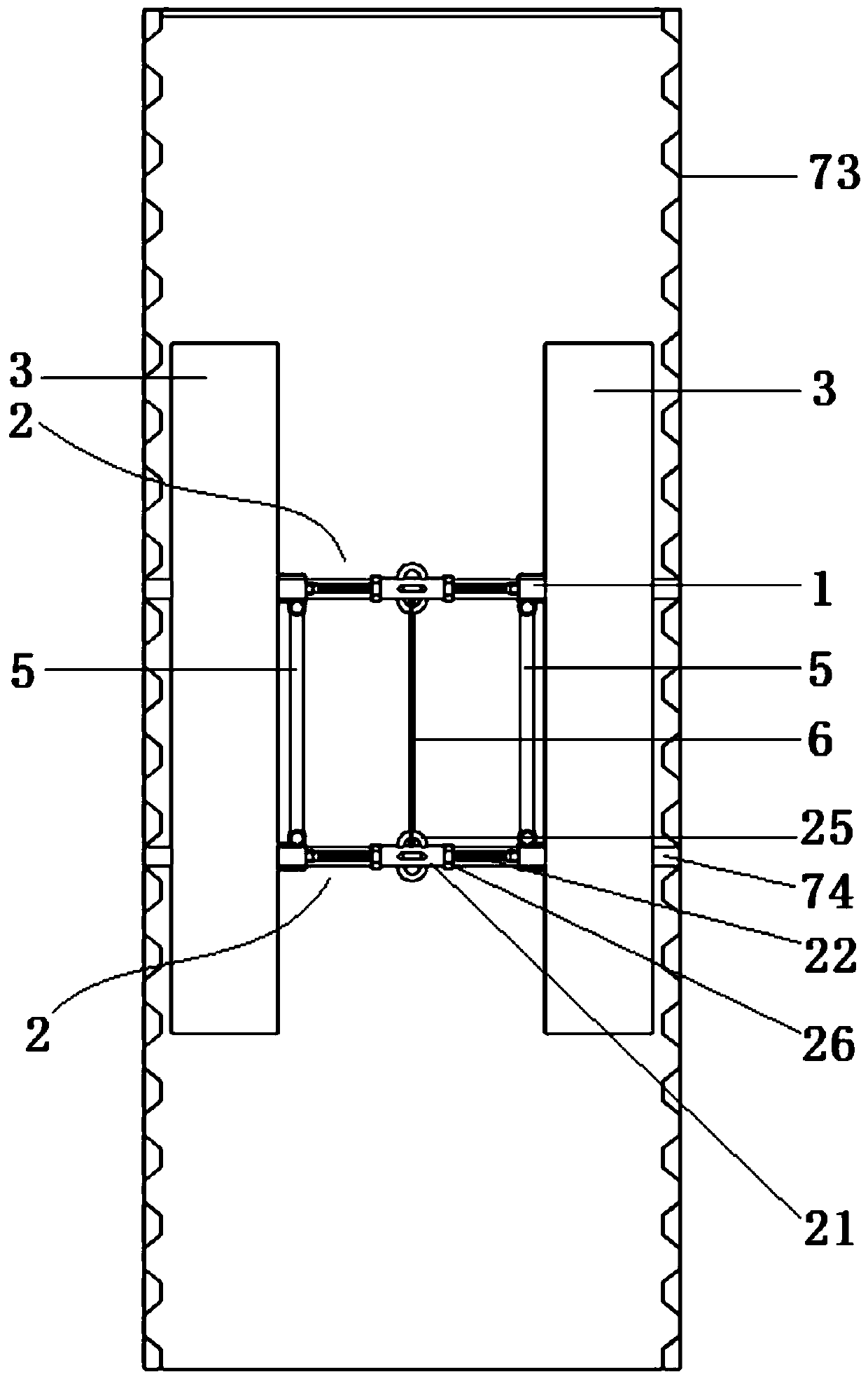 Lateral shoring device for goods in container and method for reinforcing goods in container