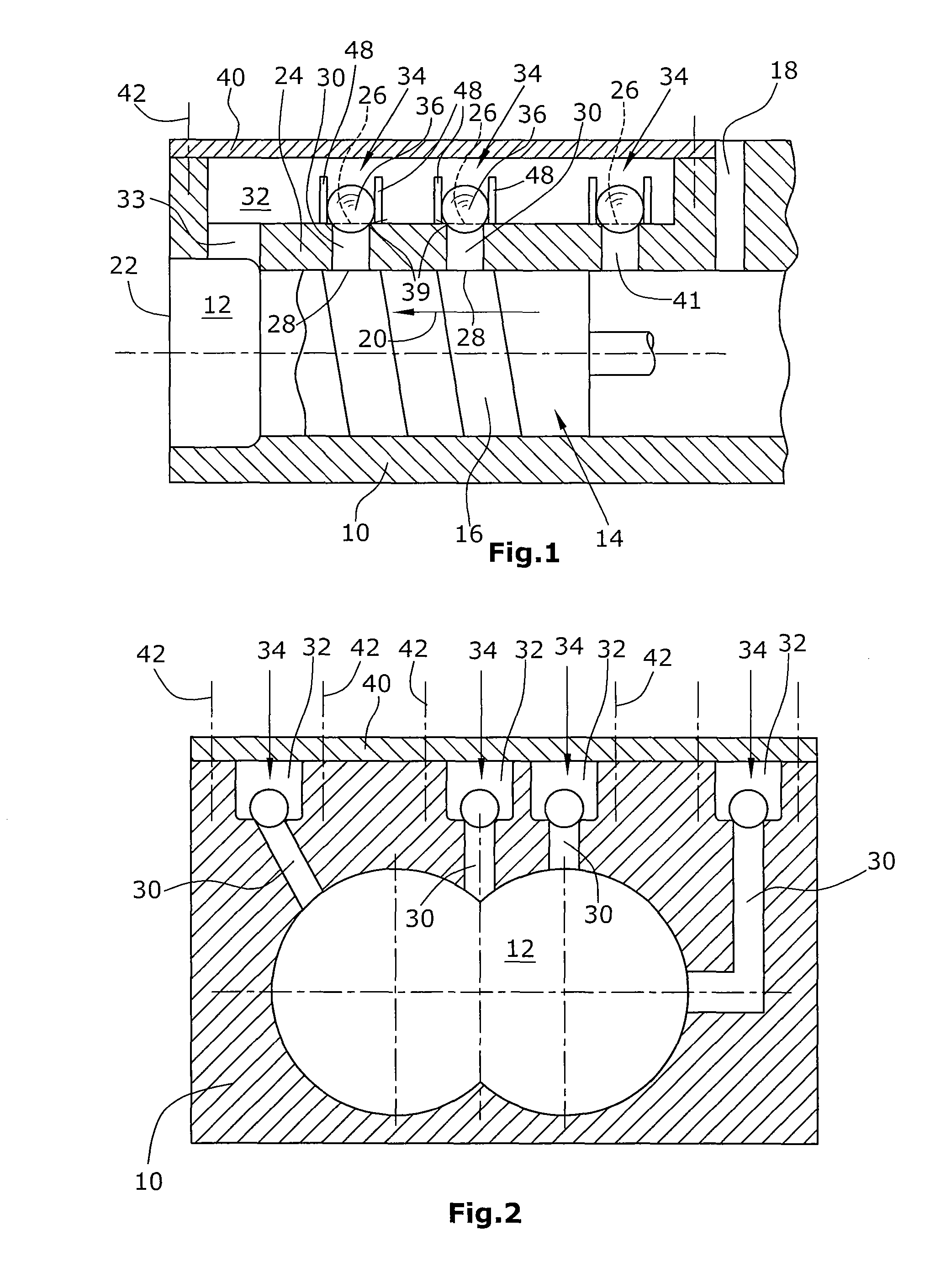 Screw-type vacuum pump having overpressure openings