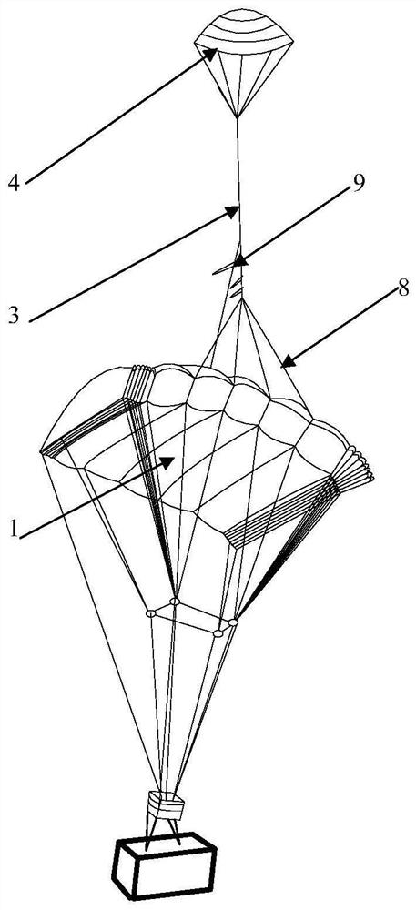 A traction parachute inflatable stamping parafoil