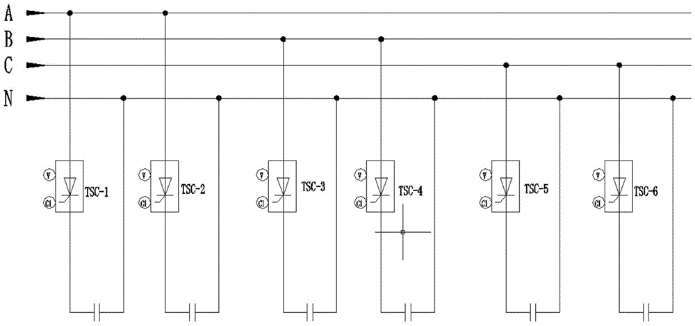 Three-phase unbalance and low voltage treatment device, system and compensation circuit switching method