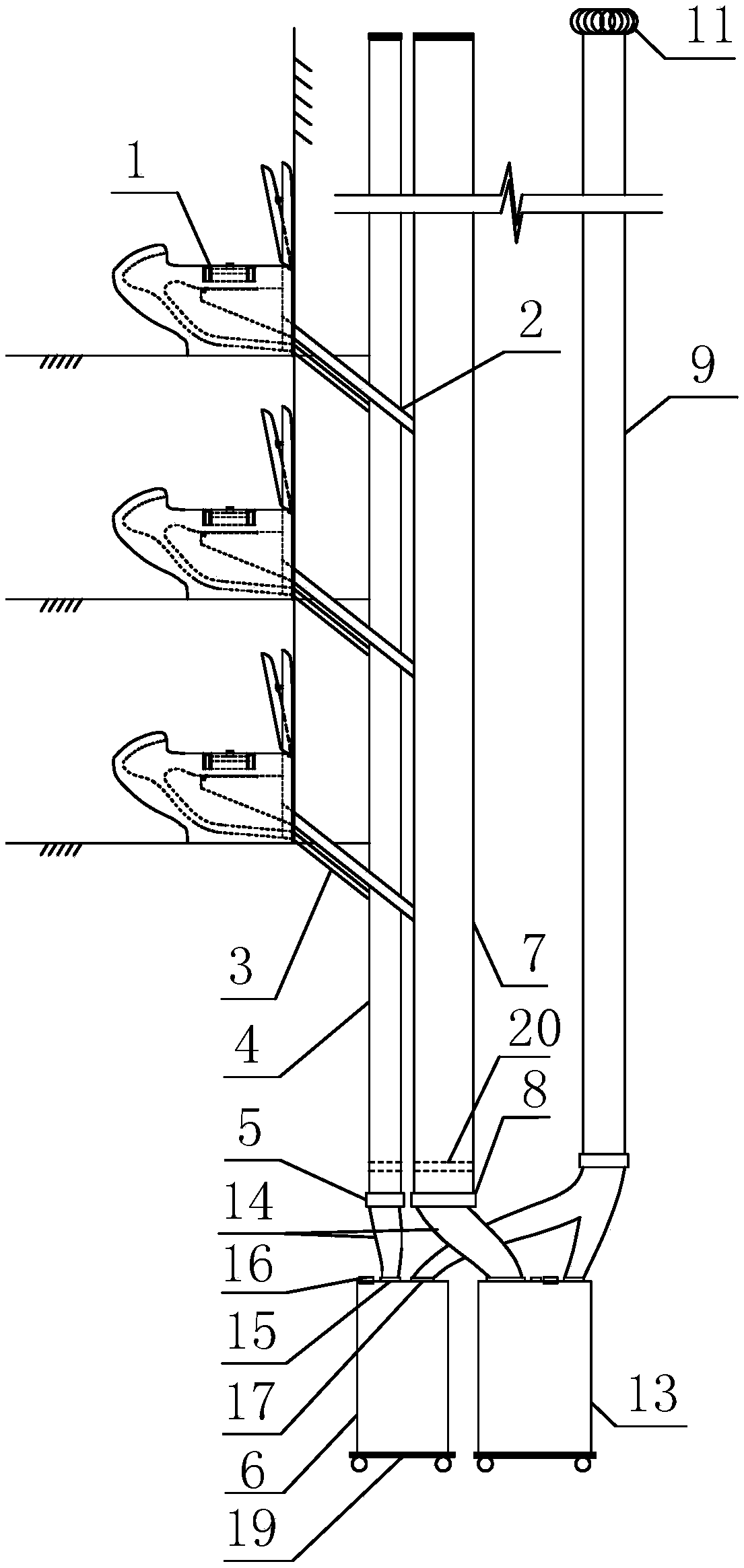 Building water-free excrement and urine separation collection and resource utilization system