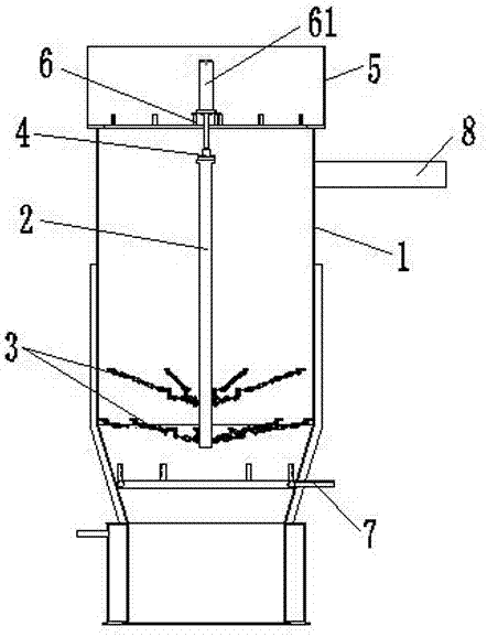 Material bridging preventing device of vertical type pyrolyzing furnace