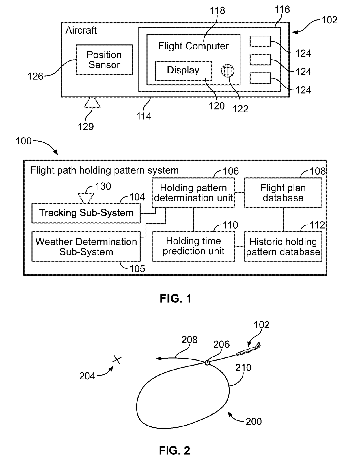 Aircraft flight path holding pattern system and method