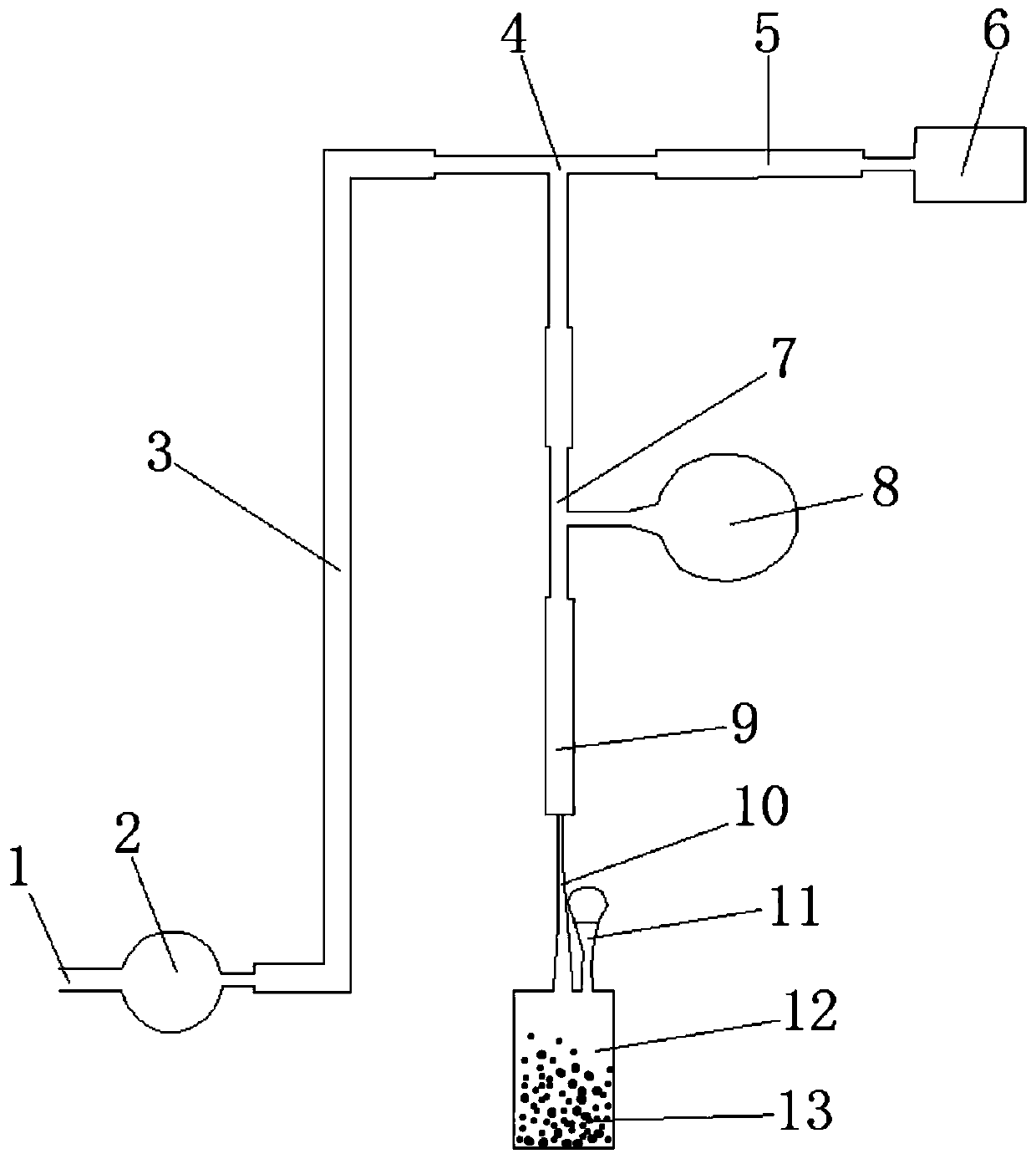 A sample preparation device and detection method for detecting radiation gas products