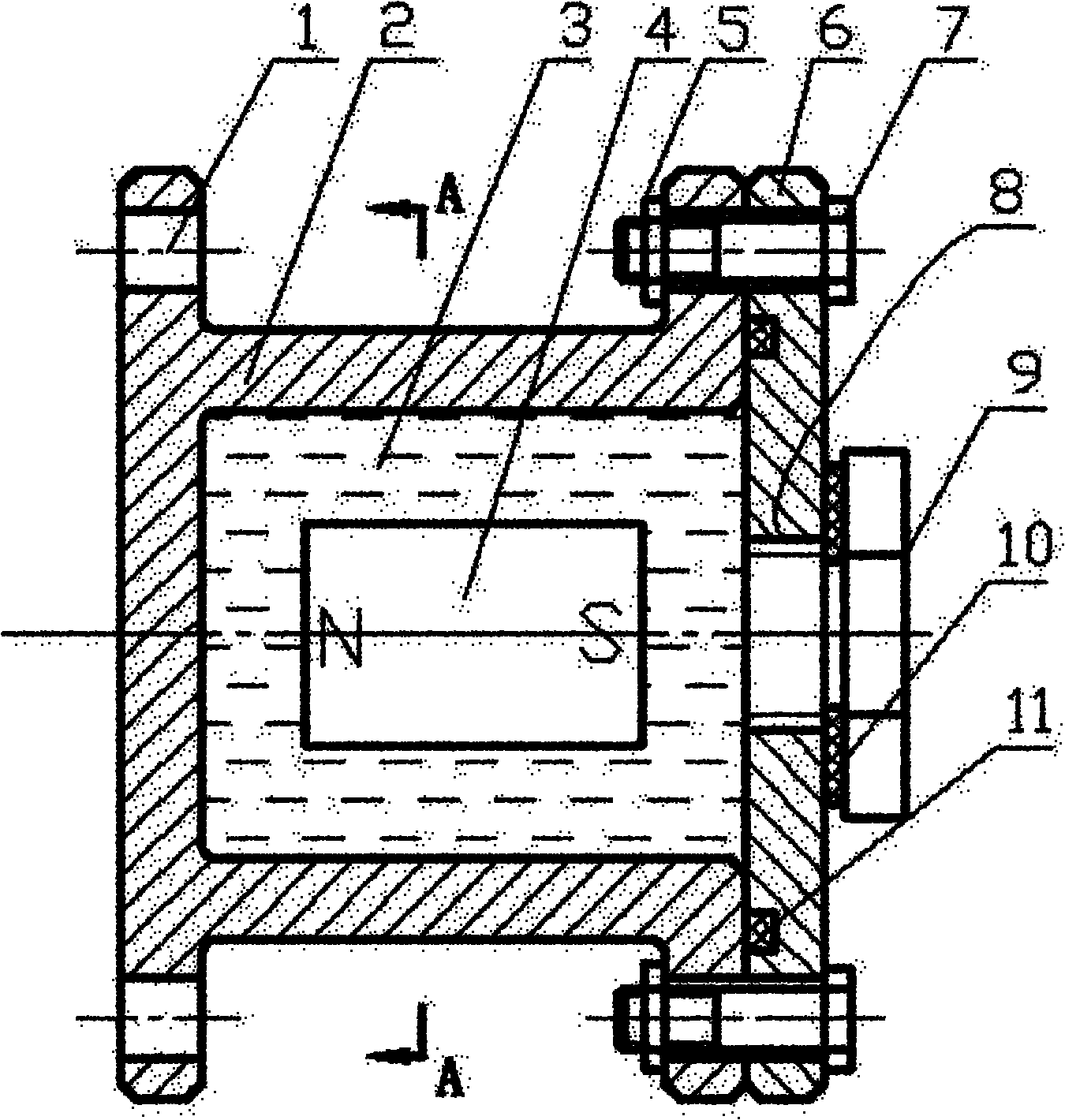 Magnetic fluid damping device