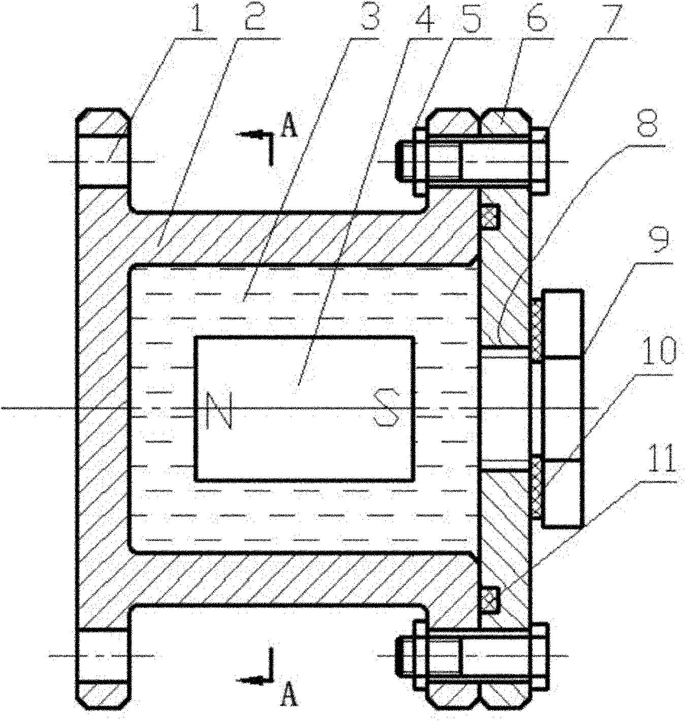 Magnetic fluid damping device