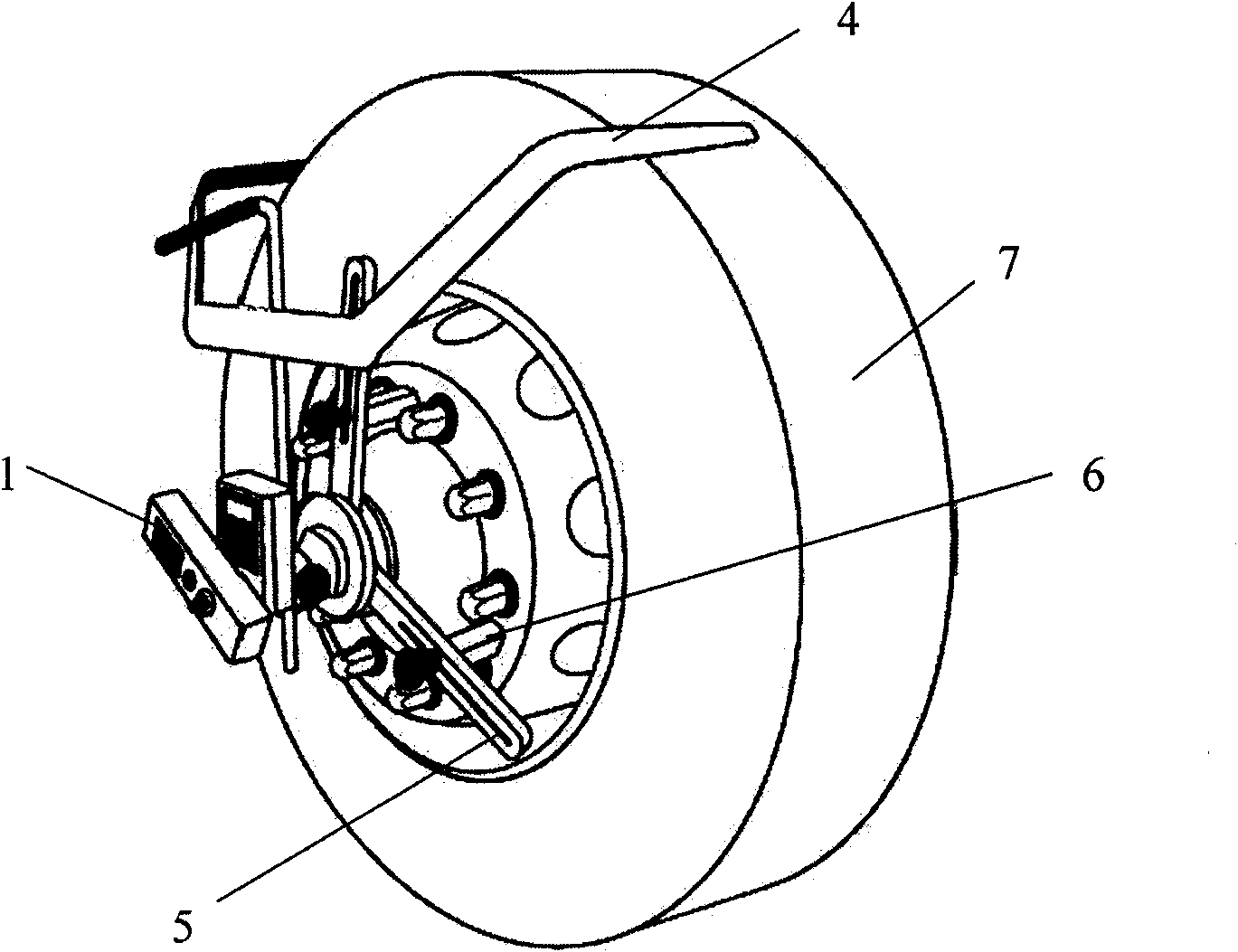 Laser measuring device for positioning wheel