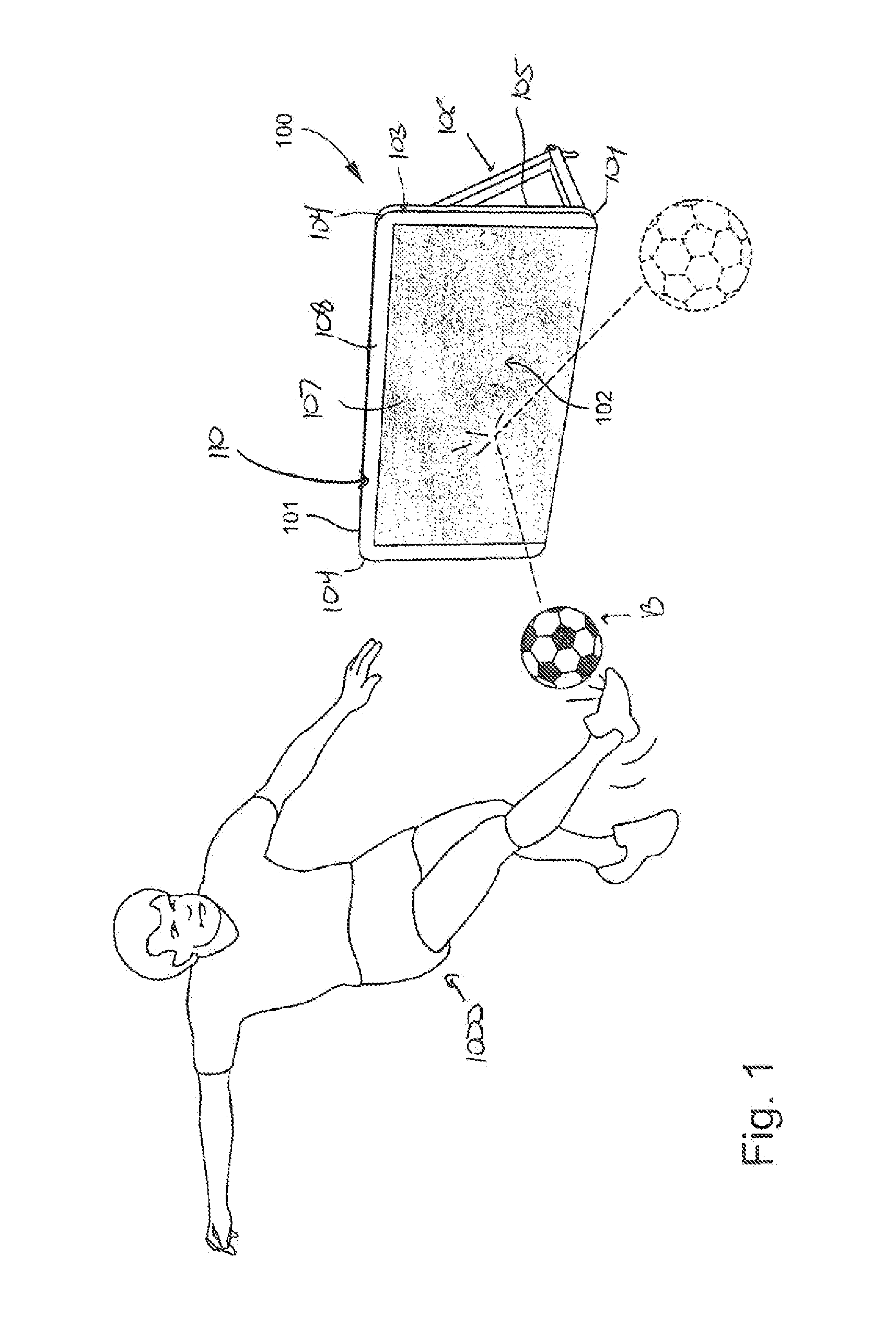 Soccer training device, method of use and system