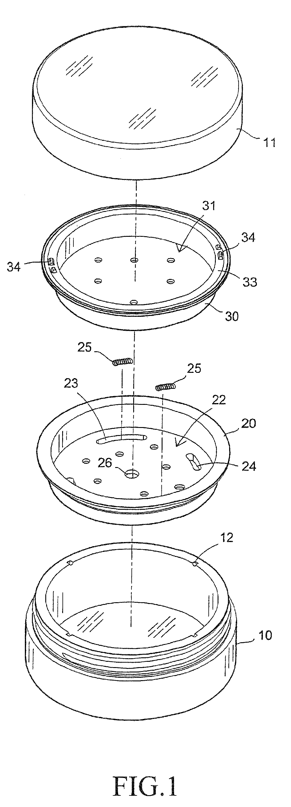 Automatic opening-and-closing discharging structure for a loose powder jar