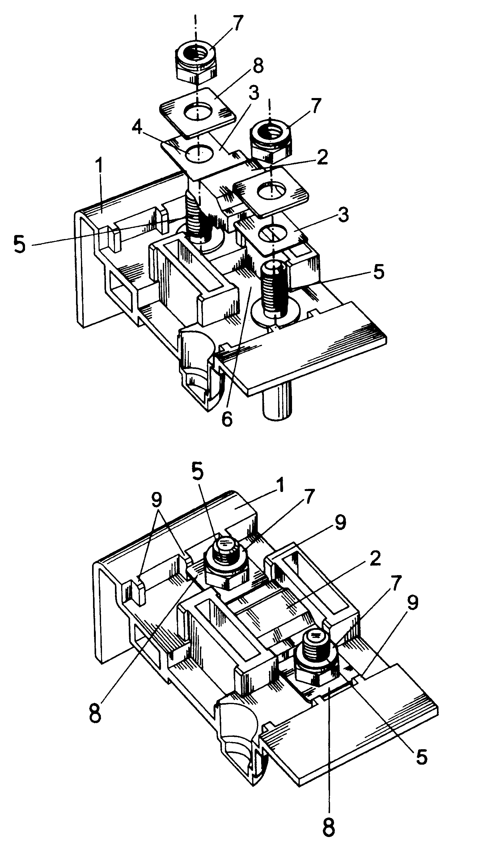 Mounting device for laminated fuses